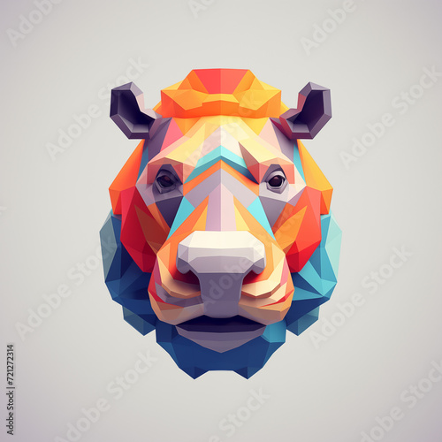 geometric hippo head logo, in the style of color-blocked shapes