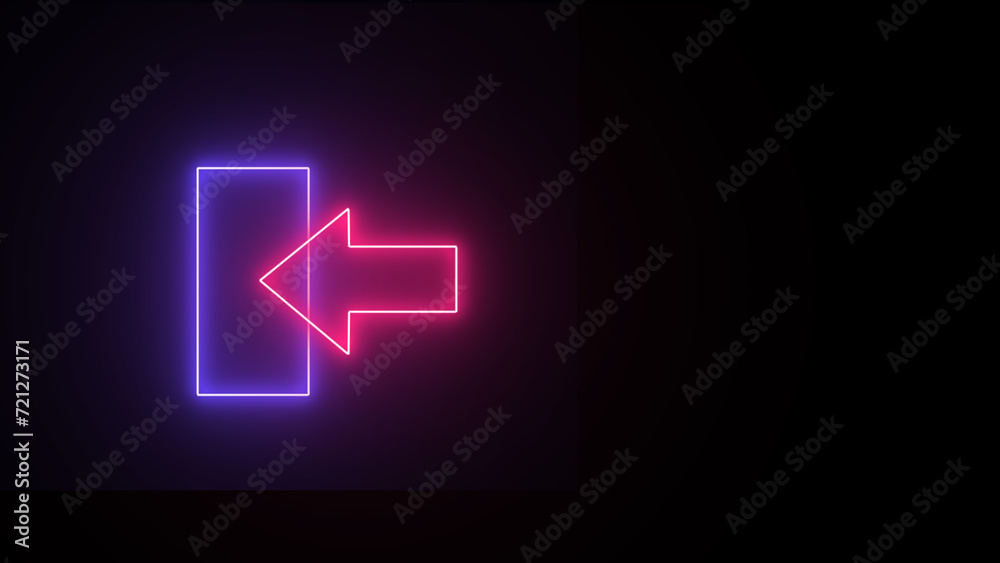 Isolated on a dark backdrop, a UI symbol featuring neon lights. Illustration in three dimensions. Isolated on a dark backdrop, a UI symbol featuring neon lights. Illustration in three dimensions.