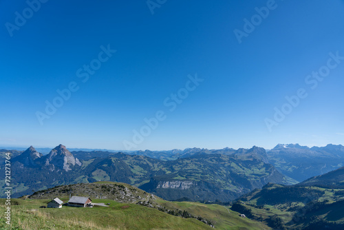 View of the mountains inner switzerland on a sunny day in autumn 