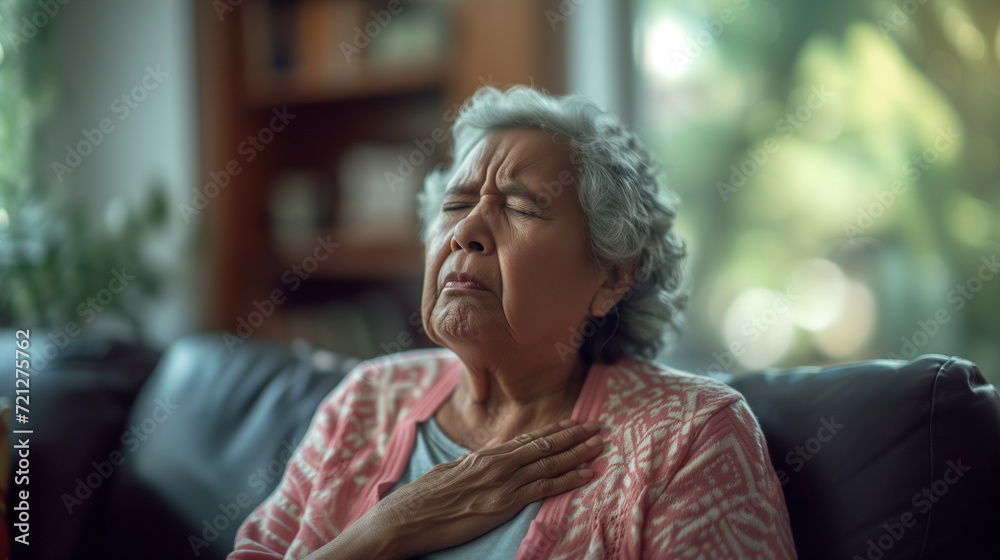 elderly woman suffering from chest pain elderly woman suffering from chest pain