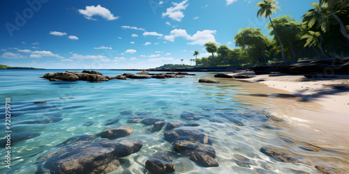 summer beach under blue sky