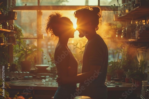 A couple sharing a sweet moment while making heart-shaped pottery