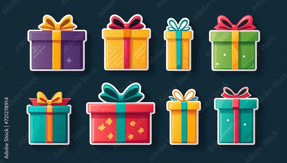 Gift Box Silhouette Stamp Set: Flat Line Glyphs for Festive Designs Gift Box Silhouette Stamp Set: Flat Line Glyphs for Festive Designs