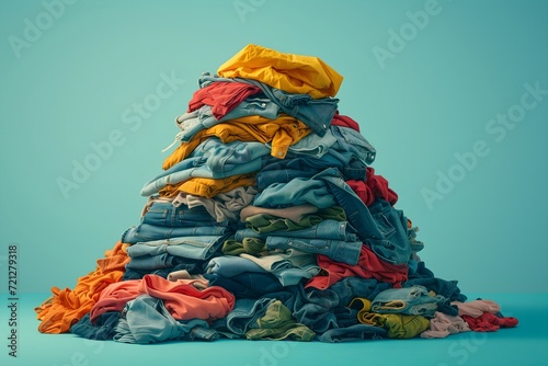 Pile of used clothes: sustainable fashion through reusing and recycling