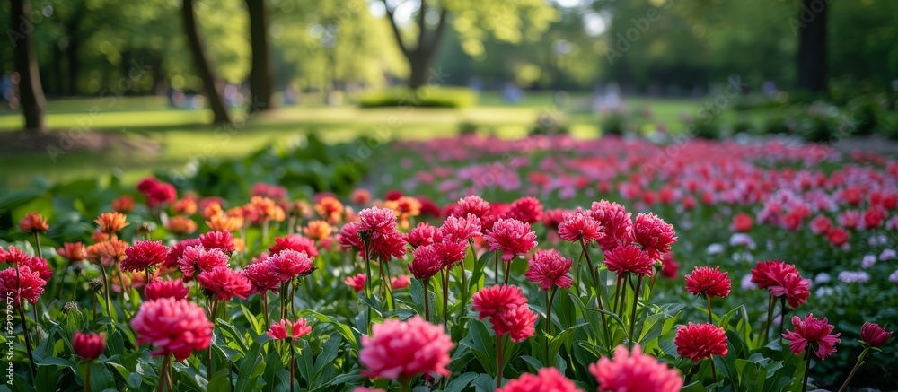 Vibrant Parc Osak Blooms: Red and Pink Flowers in Parc Osak's Vibrant Display of Red and Pink Flowers