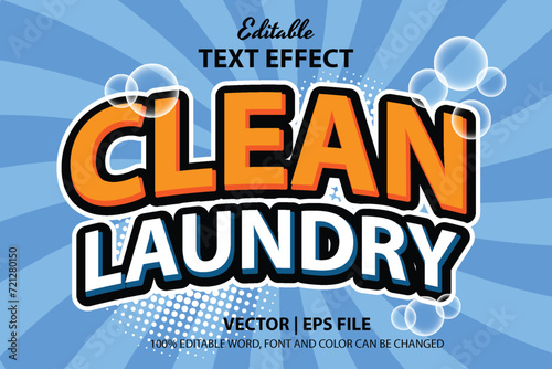 editable text effect font clean laundry with bubble background for logo, business, headline template text