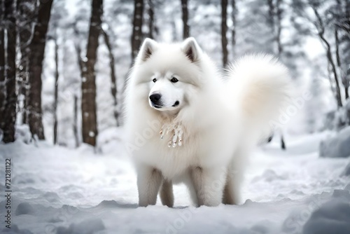 white dog in snow