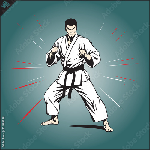 Kyokushin fullcontact karateka in a white kimono photo