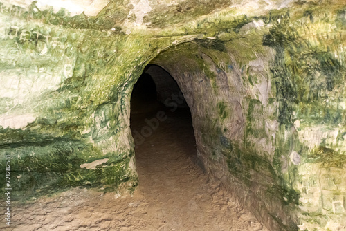  Nature view with trees and a cave built in the rock