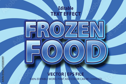 editable text effect frozen food with cold decoration and abstract background, good for business and logo or headline template design