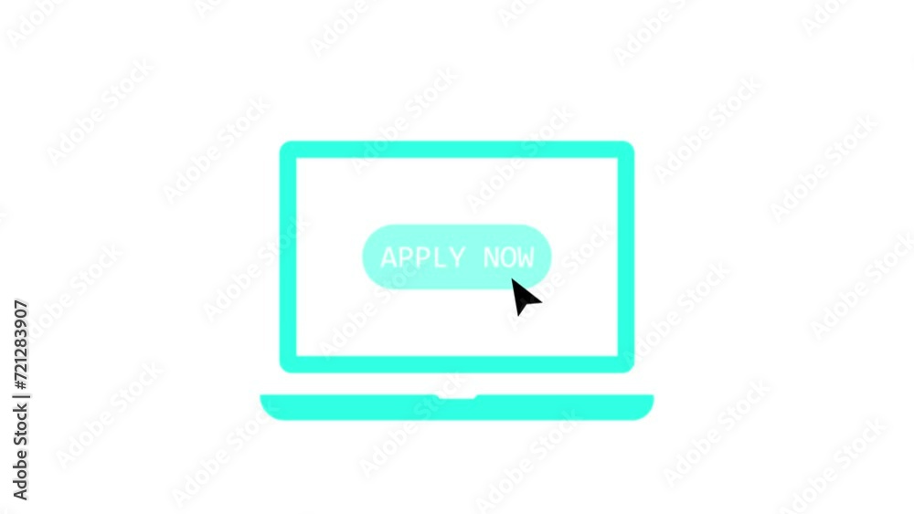Apply with cursor button in monitor display. Pointer click icon. Apply button click animation Apply with cursor button in monitor display. Pointer click icon. Apply button click animation