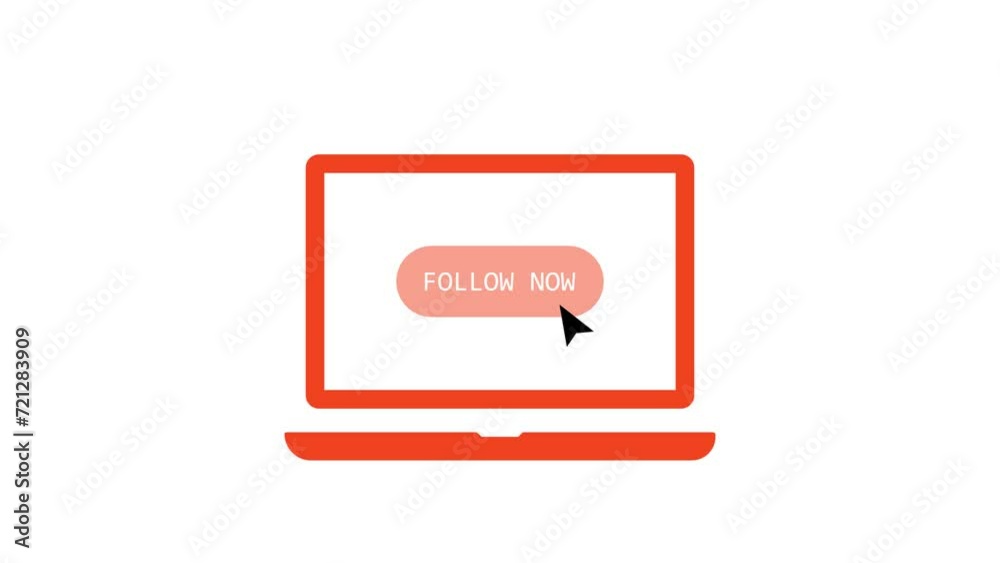 Follow Button in monitor display. Social Media Website App Pressed Hover on Background Follow Button in monitor display. Social Media Website App Pressed Hover on Background