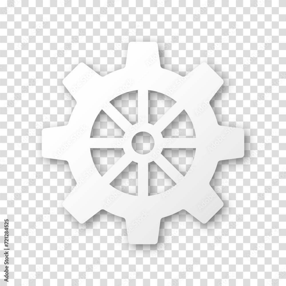 Gear icon, flat design. Machine sprocket gear icon. Realistic vector cogwheel sign symbol on a transparent background. Gear icon, flat design. Machine sprocket gear icon. Realistic vector cogwheel sign symbol on a transparent background.