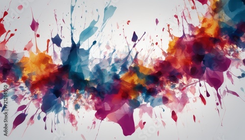 Colorful abstract art with splashes of red, blue, yellow and orange