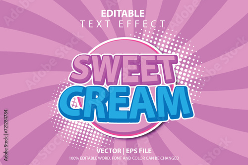 vector editable sweet cream typography ice cream, vanilla, waffle font effect template