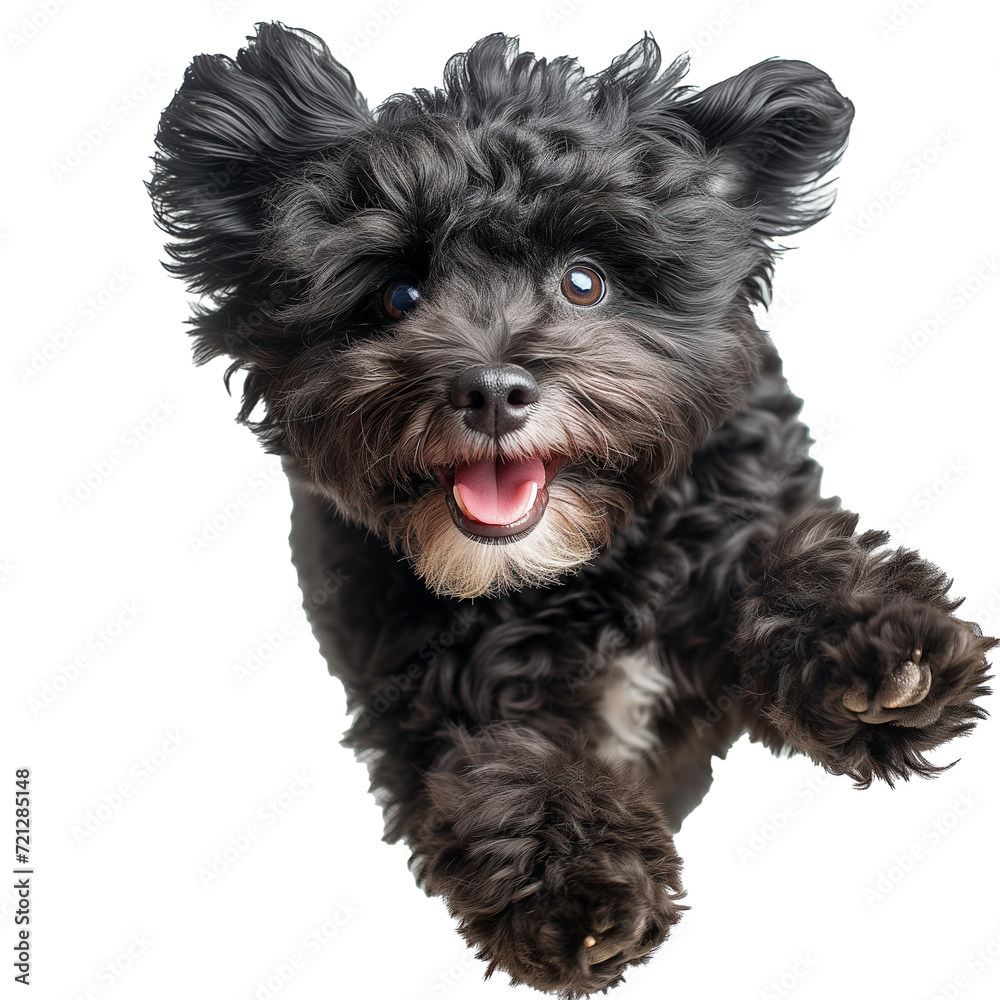 adorable cute purebred puppy jumping on transparent background