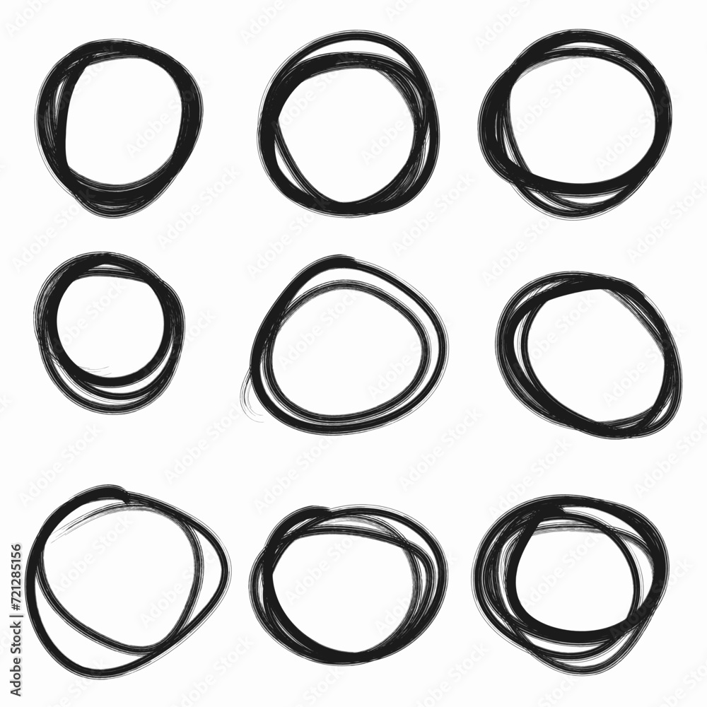 Pencil or marker graffiti illustration. Hand drawn circle line sketch set. Vector hand drawing circular scribble doodle round circles for message note mark design element. Pencil or marker graffiti illustration. Hand drawn circle line sketch set. Vector hand drawing circular scribble doodle round circles for message note mark design element.