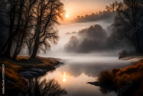 sunrise over the lake © AI artistic beauty