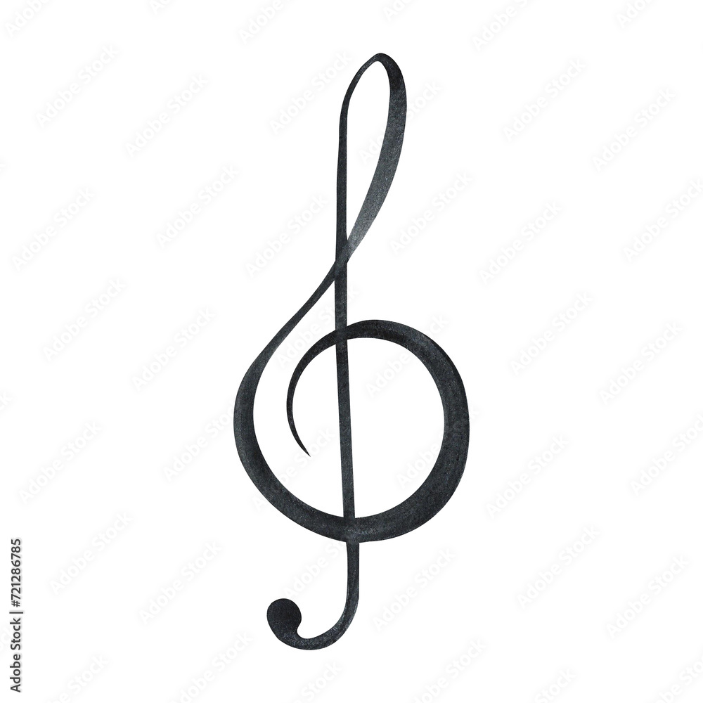 The treble clef is black. The watercolor illustration is hand-drawn. Highlight it. For logos, badges, stickers and prints. For postcards, business cards, flyers and posters. The treble clef is black. The watercolor illustration is hand-drawn. Highlight it. For logos, badges, stickers and prints. For postcards, business cards, flyers and posters.