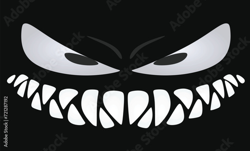 Monster eyes and teeth. vector illustration