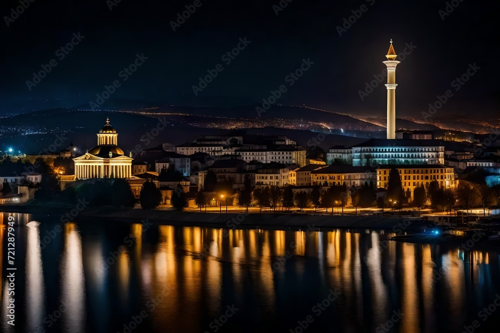 night view of the city of the river