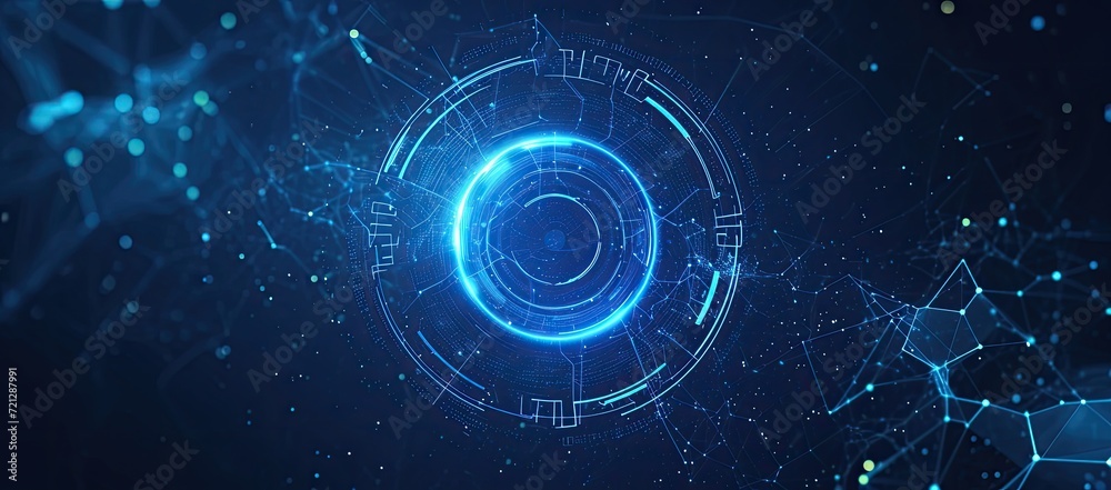 A digital hi-tech design background featuring abstract circles. A digital hi-tech design background featuring abstract circles.