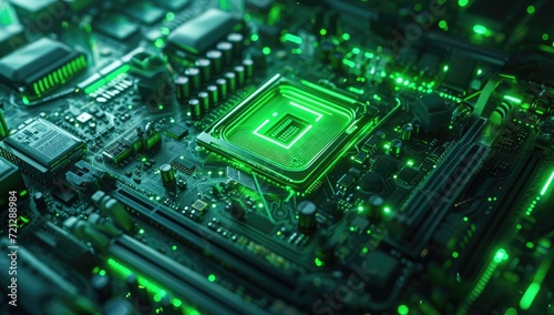 An electronic circuit board serves as the backdrop, symbolizing central computer processors within the realm of technology.