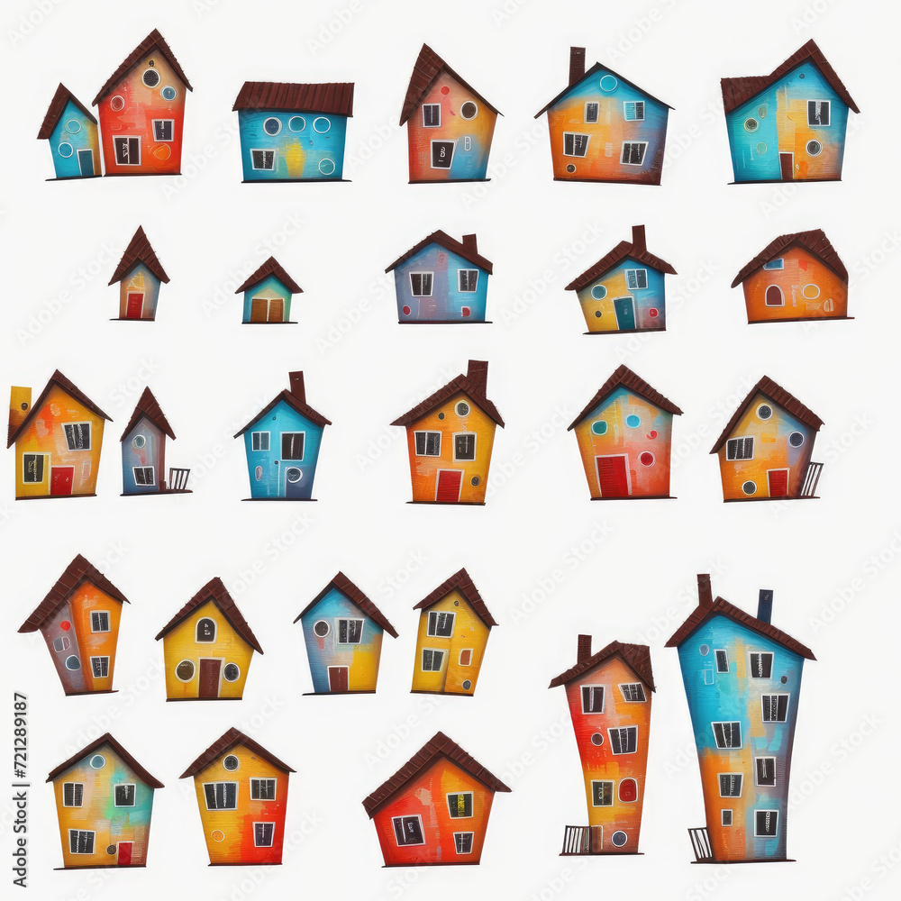 Houses. Abstract seamless pattern. AI generated. Houses. Abstract seamless pattern. AI generated.