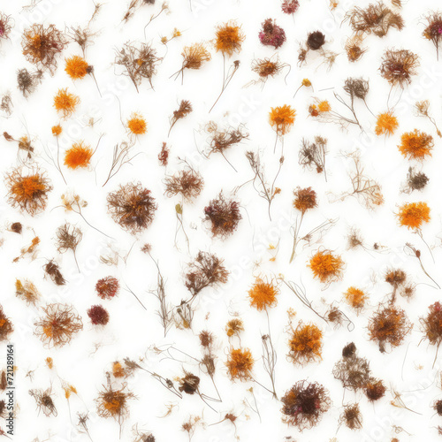 Dry flowers. Abstract seamless pattern. AI generated.