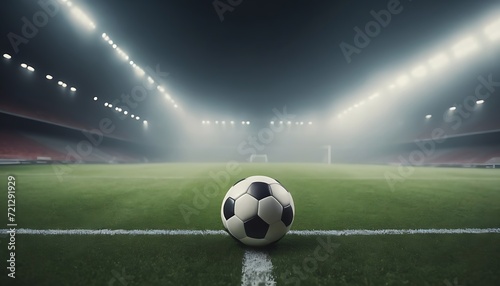 soccer ball in the stadium in the evening, lights and smoke