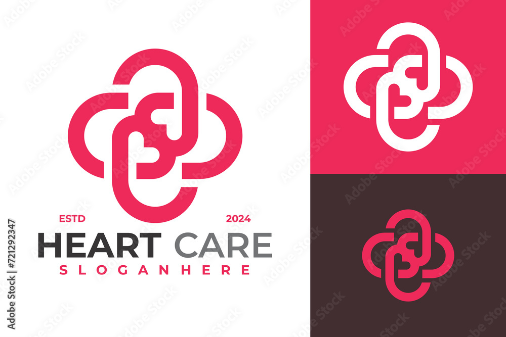 Obraz premium Heart Care Logo Design Vector Template