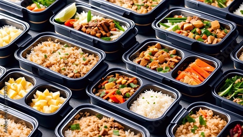 Food in lunch boxes, delicious food for your table for advertising
