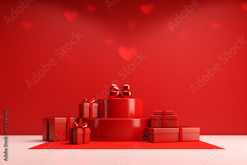 3d Red rose and gift box with a small heart lie on the book spread. Side view. Close-up. Natural daylight. Image can be used for Valentine's Day, Women's Day, weddings, anniversaries generative Ai