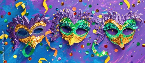 Mardi Gras-themed craft for children  using cardboard  sequins  paper  and beads.