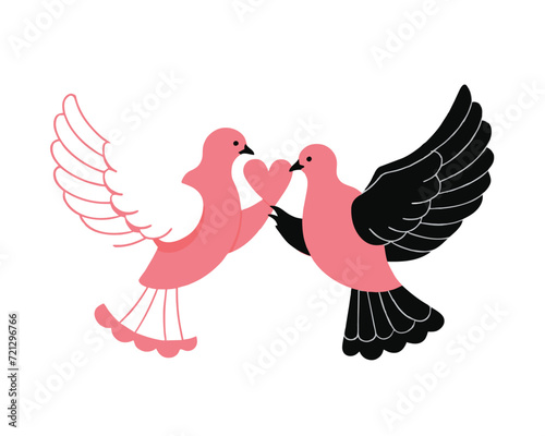 Romantic Pigeons. valentine's day.love. Flat design