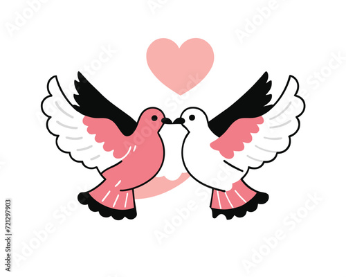 Romantic Pigeons. valentine's day.love. Flat design
