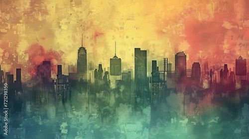 Abstract urban city on a texture background, vector illustration #721298350