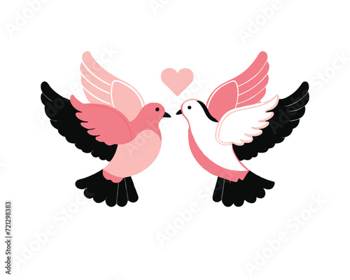 Romantic Pigeons. valentine's day.love. Flat design