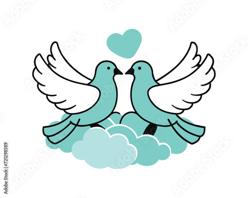 Romantic Pigeons. valentine's day.love. Flat design