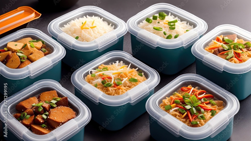 Food in lunch boxes, delicious food for your table for advertising