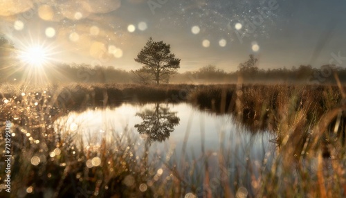 Teich in der Heide im Morgengrauen