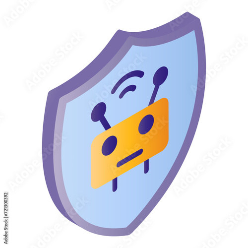 Automated Engaged Conversations Chat Bot isometric Concept, Artificial Intelligence Program Vector color Icon Design, Cloud computing and Internet hosting services Symbol, Virtual world Security Stock