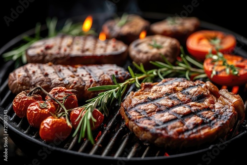 Delicious grilled meat with vegetables professional advertising food photography