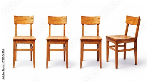 Single wood chair at different angles isolated on white background. series of furniture