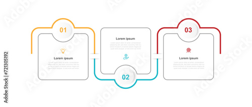 3 step process template infographic vector element with icons suitable for web presentation and business information