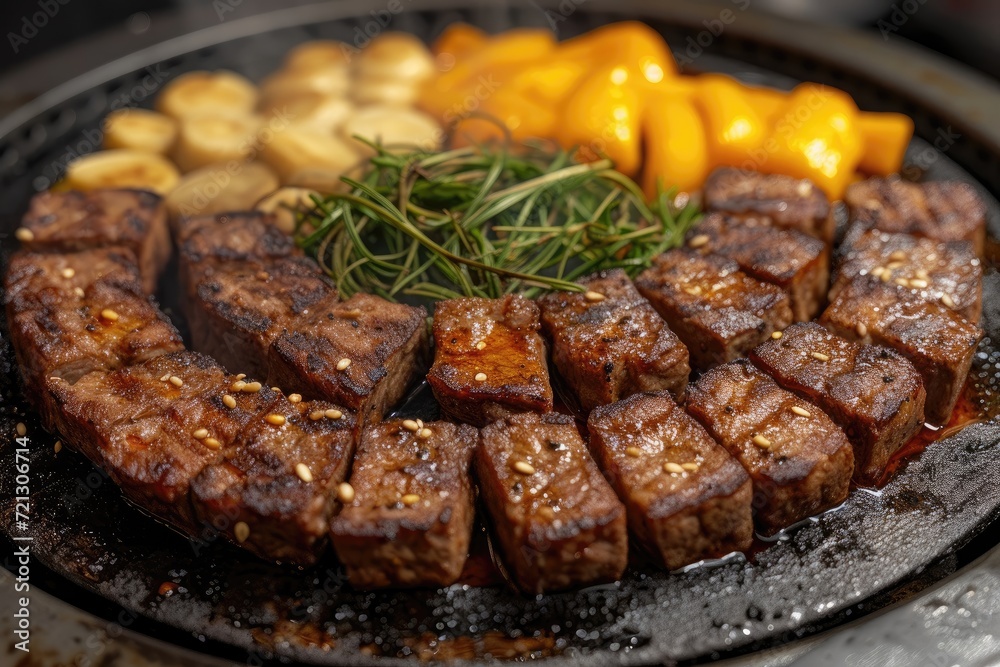 Delicious grilled meat with vegetables professional advertising food photography Delicious grilled meat with vegetables professional advertising food photography