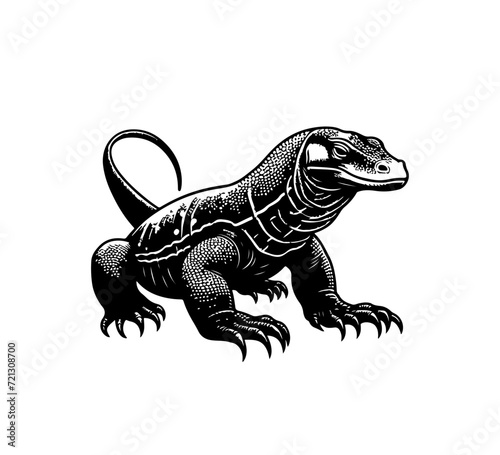 Komodo dragon hand drawn vector illustration