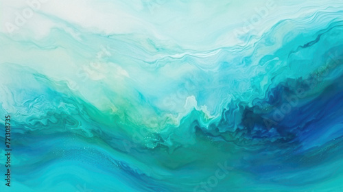 Abstract blue and turquoise watercolor background with marble texture