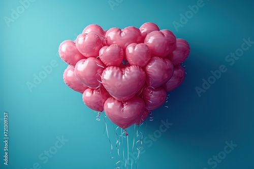 Aerial view of heart balloons forming a giant heart shape with a copyspace in the center