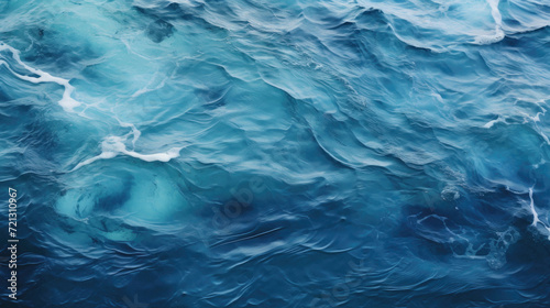 Blue sea water texture. Abstract nature background with copy space. Top view .